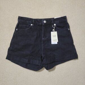 Women's Mango Black Jean High Waist Mom Shorts NWT, Size 6